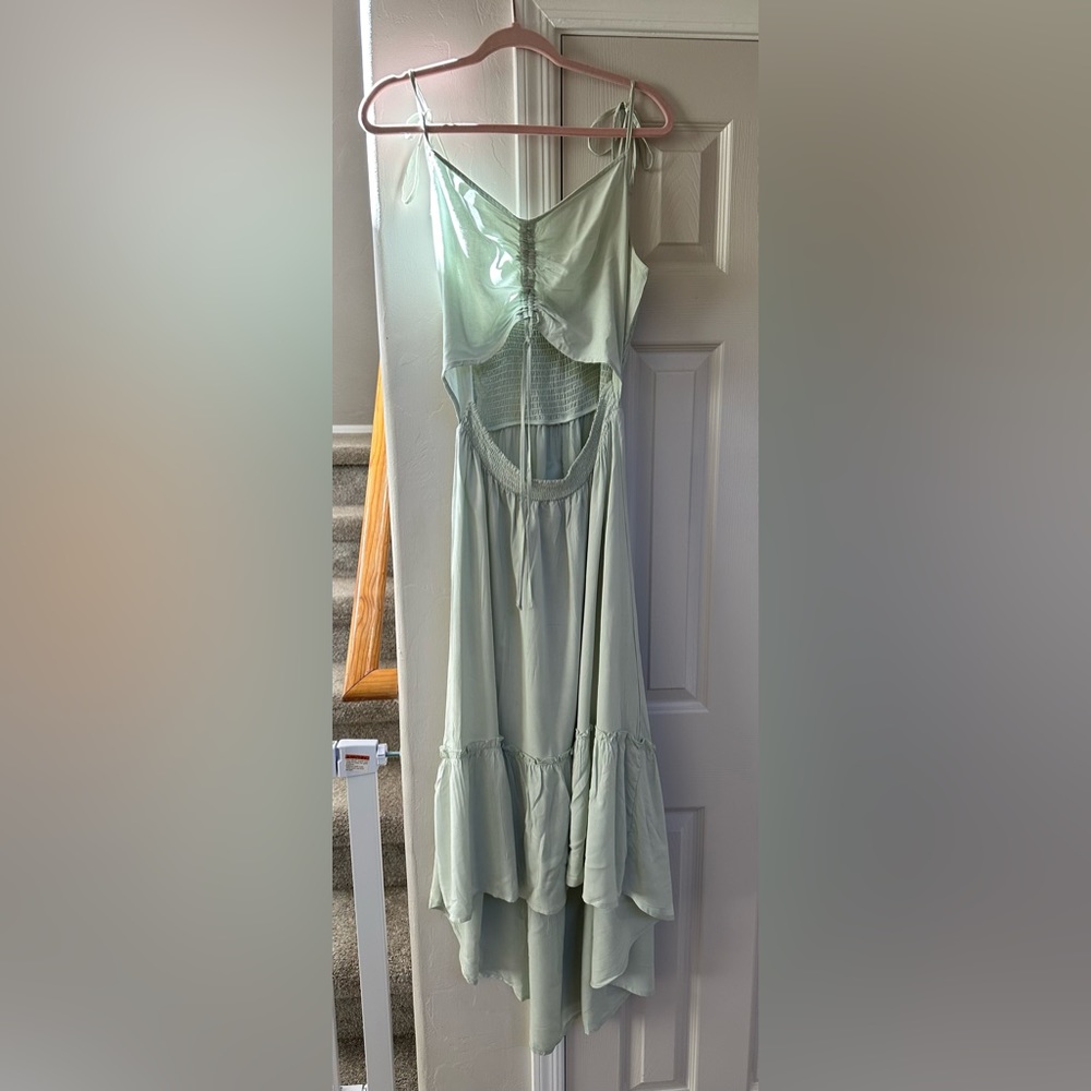Birch and Stone dress hi low style baby blue open stomach. Summer! size X-large.
